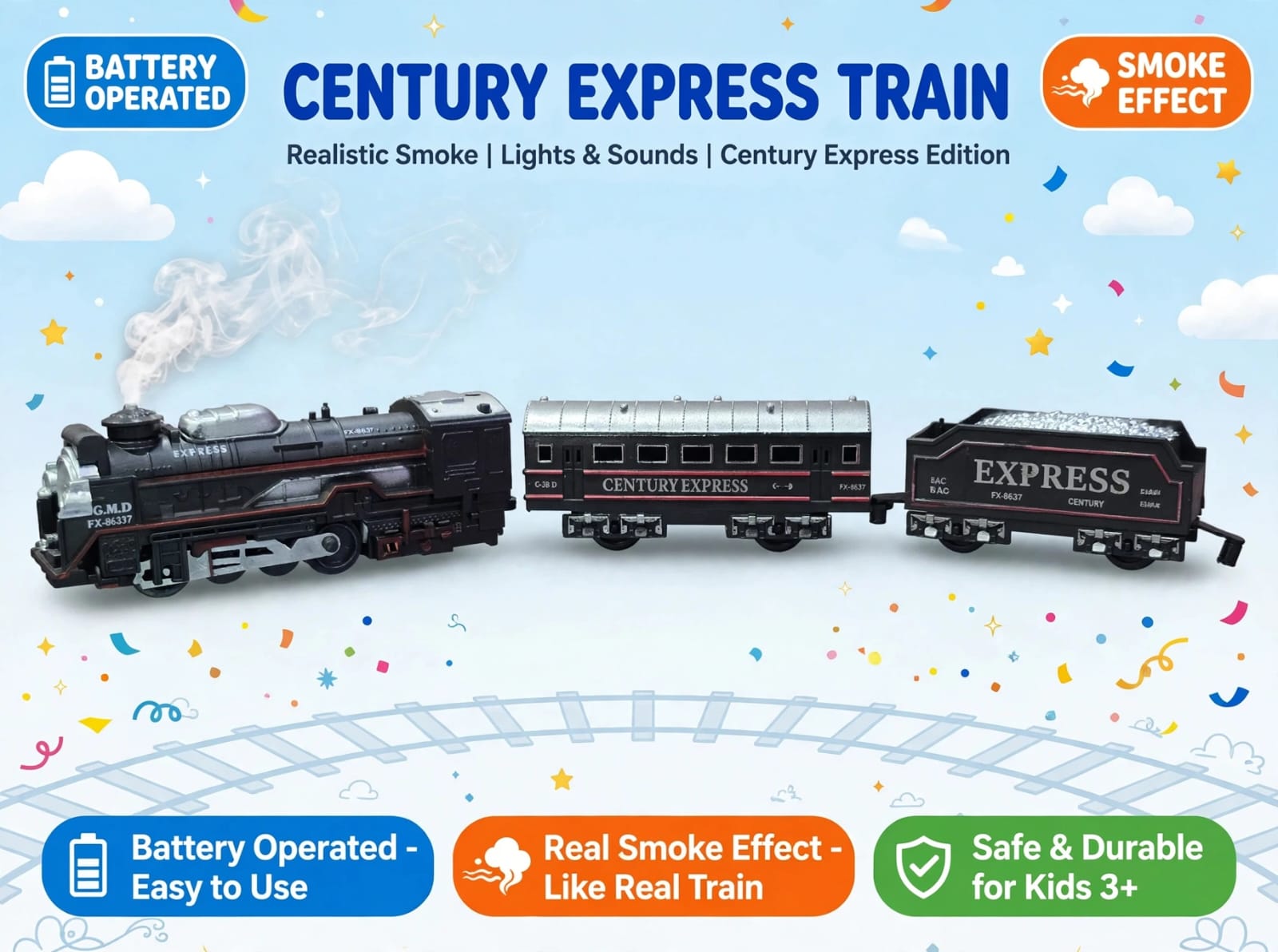 Toy Train with Smoke Effect